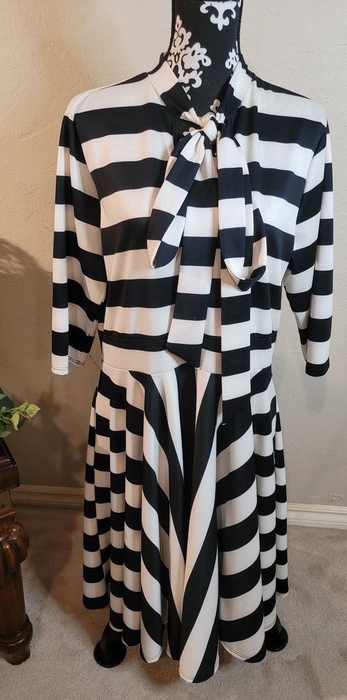 Black & White Skater Dress 1X